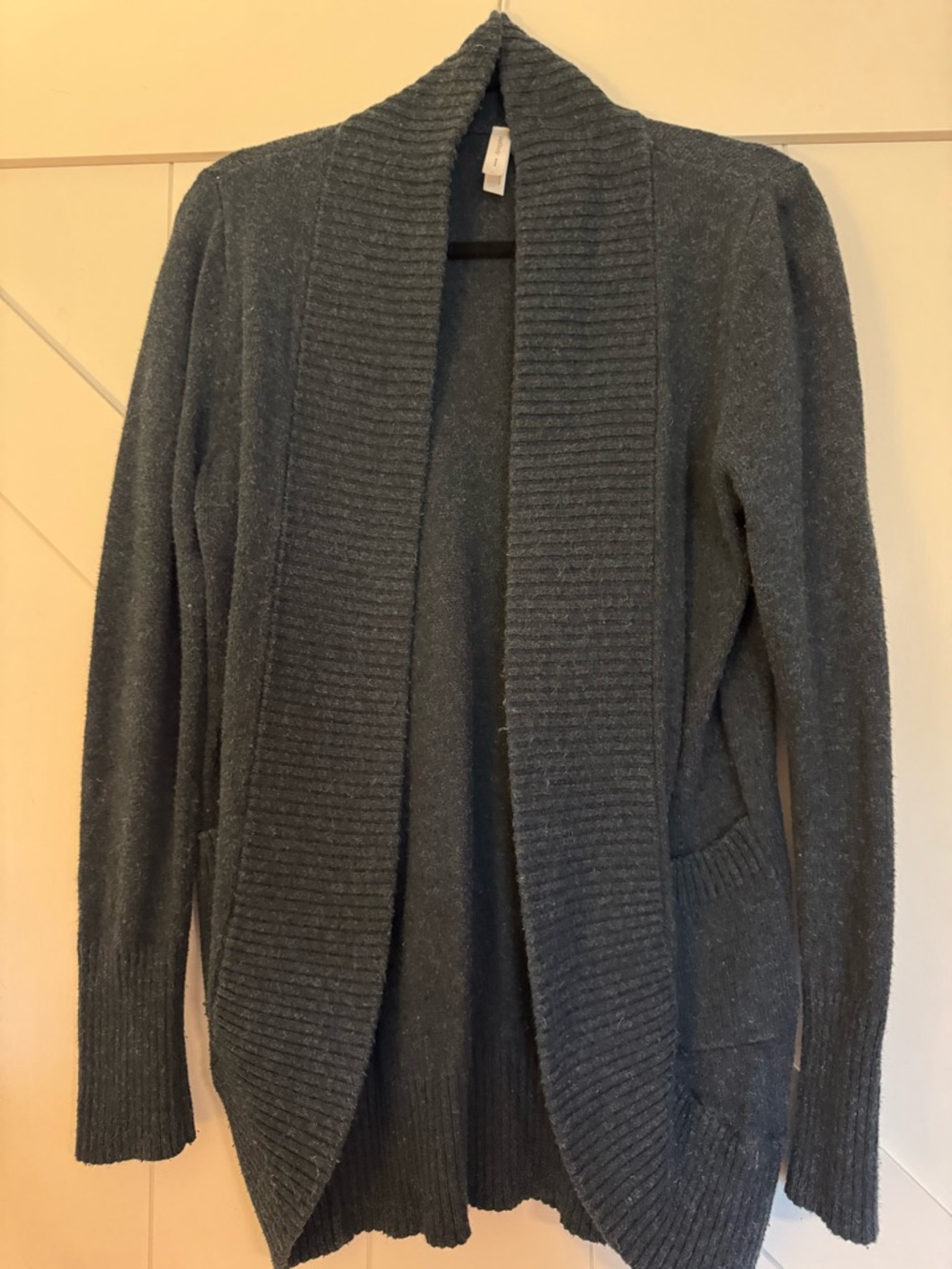 GAP Dark Gray Open-Front Shawl Collar Cardigan